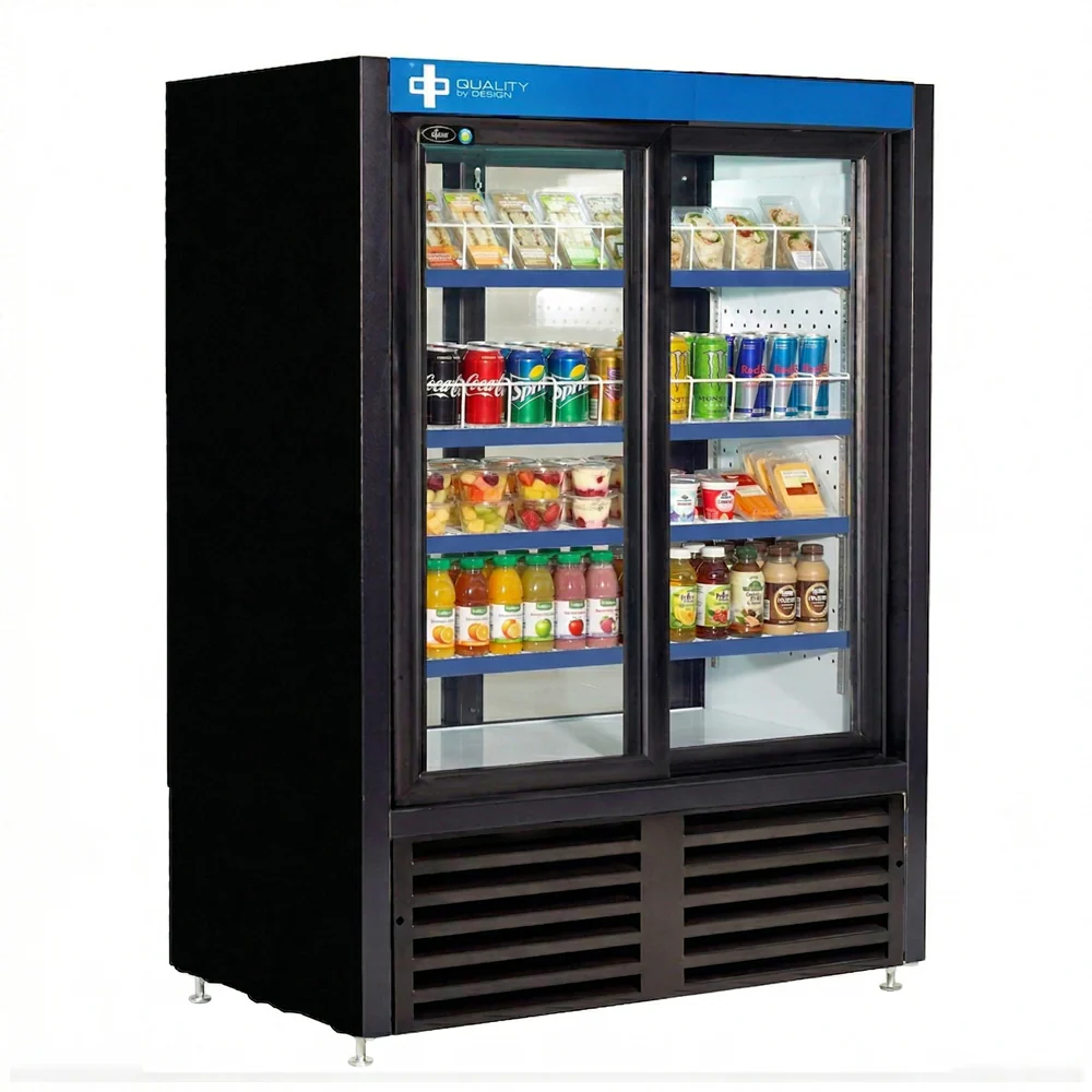 QBD 39.5" Double Glass Slide Door Cooler Pass Thru CD3360CPT-HC