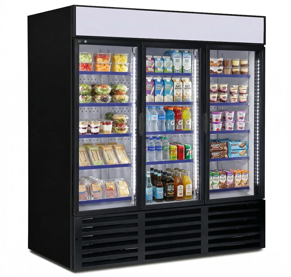 QBD 78.1" Three Glass Swing Door Cooler 67.18 Cu.ft. CD72-HC