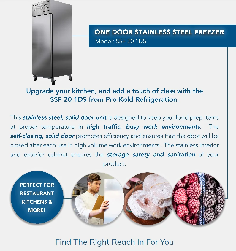 27" Pro-Kold Solid Single Door Freezer SSF-20-1DS - Image 6