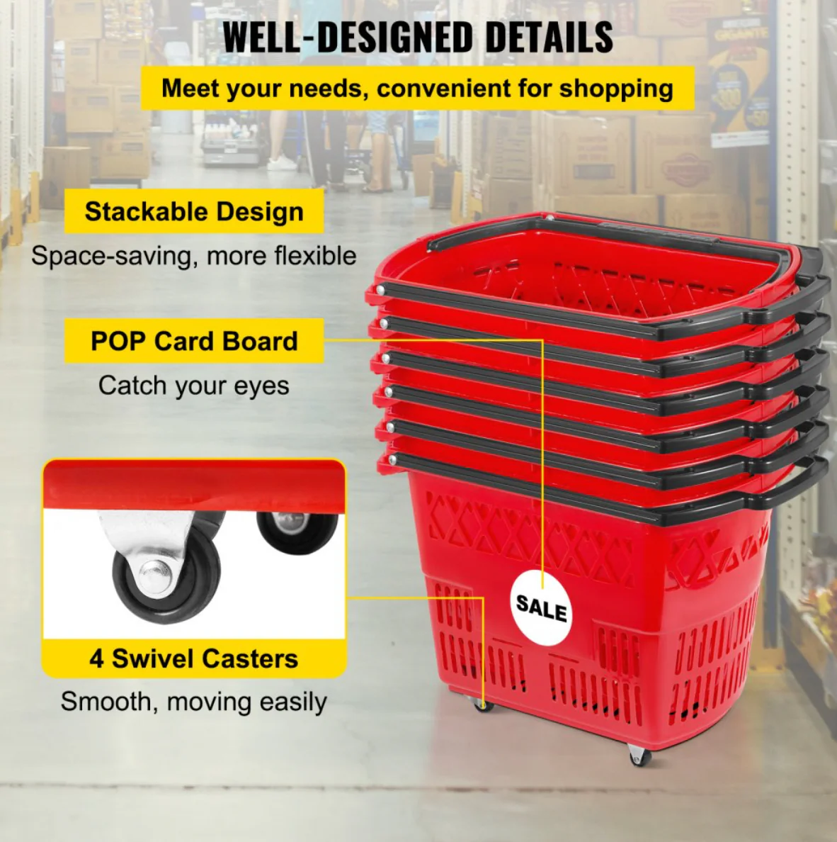 Shopping Basket 58L with 4 Wheels ZC-12 - Image 3