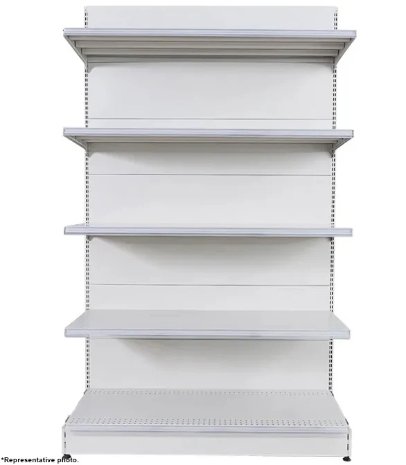 White Double Sided 4 Shelve + 1 Base, Heavy Duty Supermarket Gondola Shelves HBR-3008W - Image 2