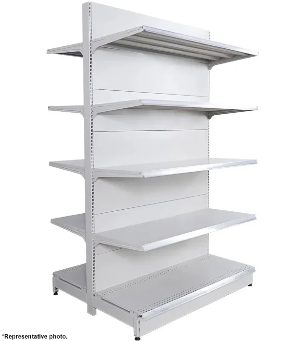 White Double Sided 4 Shelve + 1 Base, Heavy Duty Supermarket Gondola Shelves HBR-3008W - Image 3