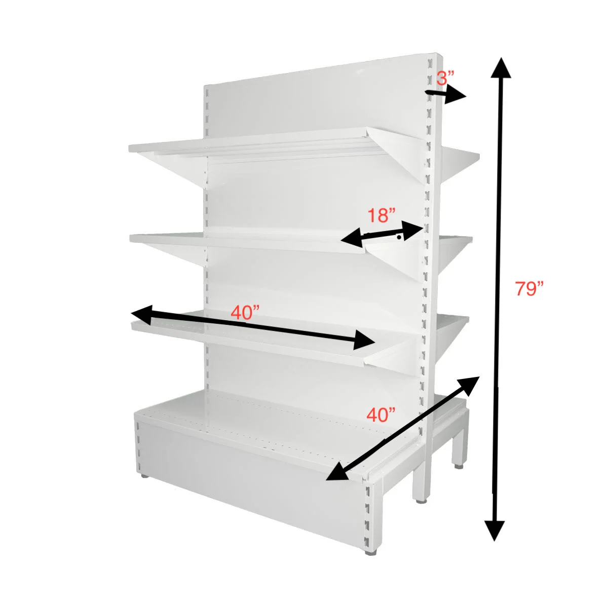 White Double Sided 4 Shelve + 1 Base, Heavy Duty Supermarket Gondola Shelves HBR-3008W - Image 4