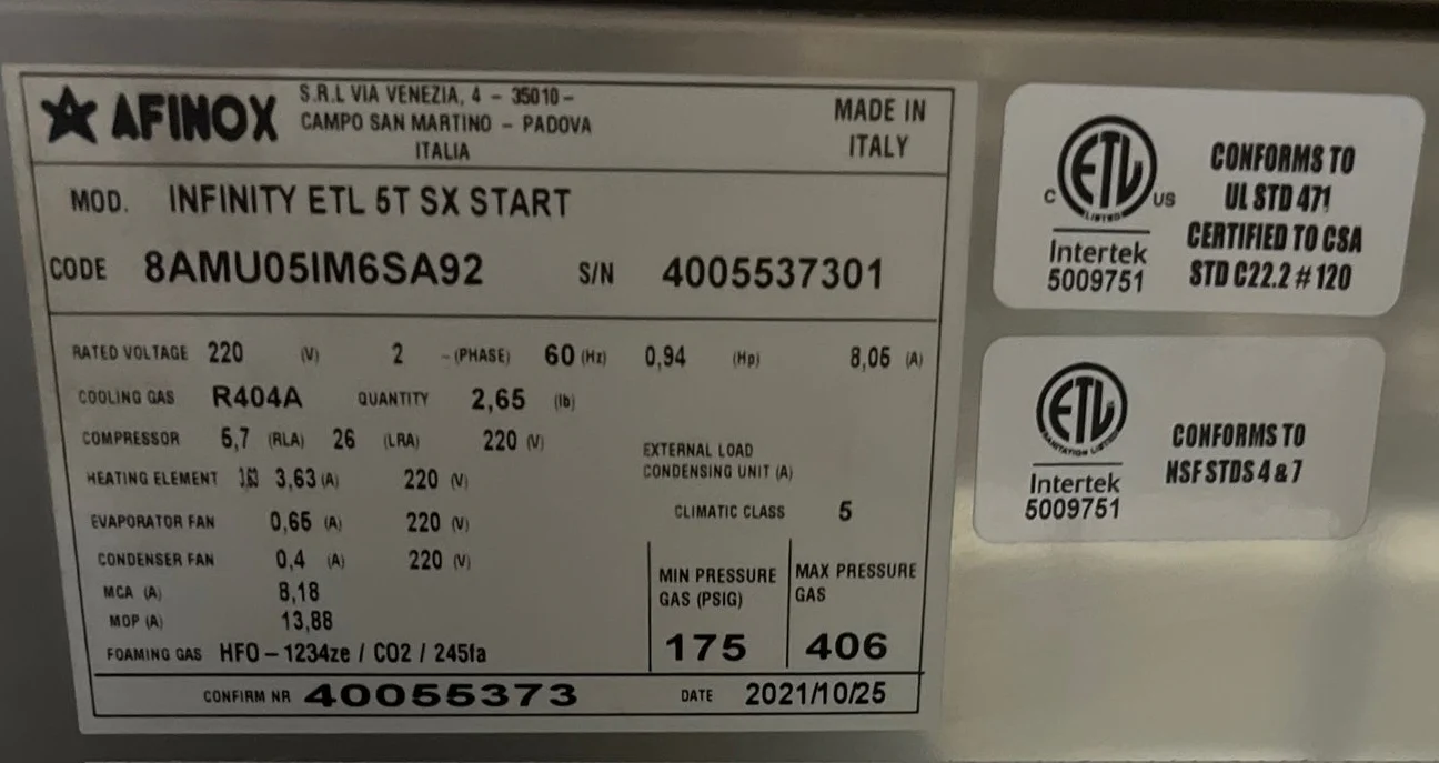 Blast Chiller Afinox Infinity 5 All-In-One Used FOR01774 - Image 7