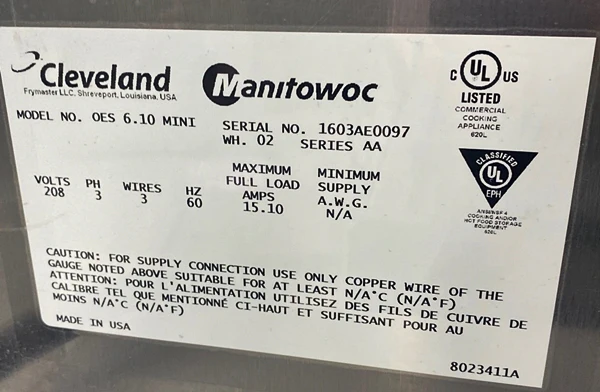 Cleveland Convection Electric Oven Used FOR01536 - Image 7