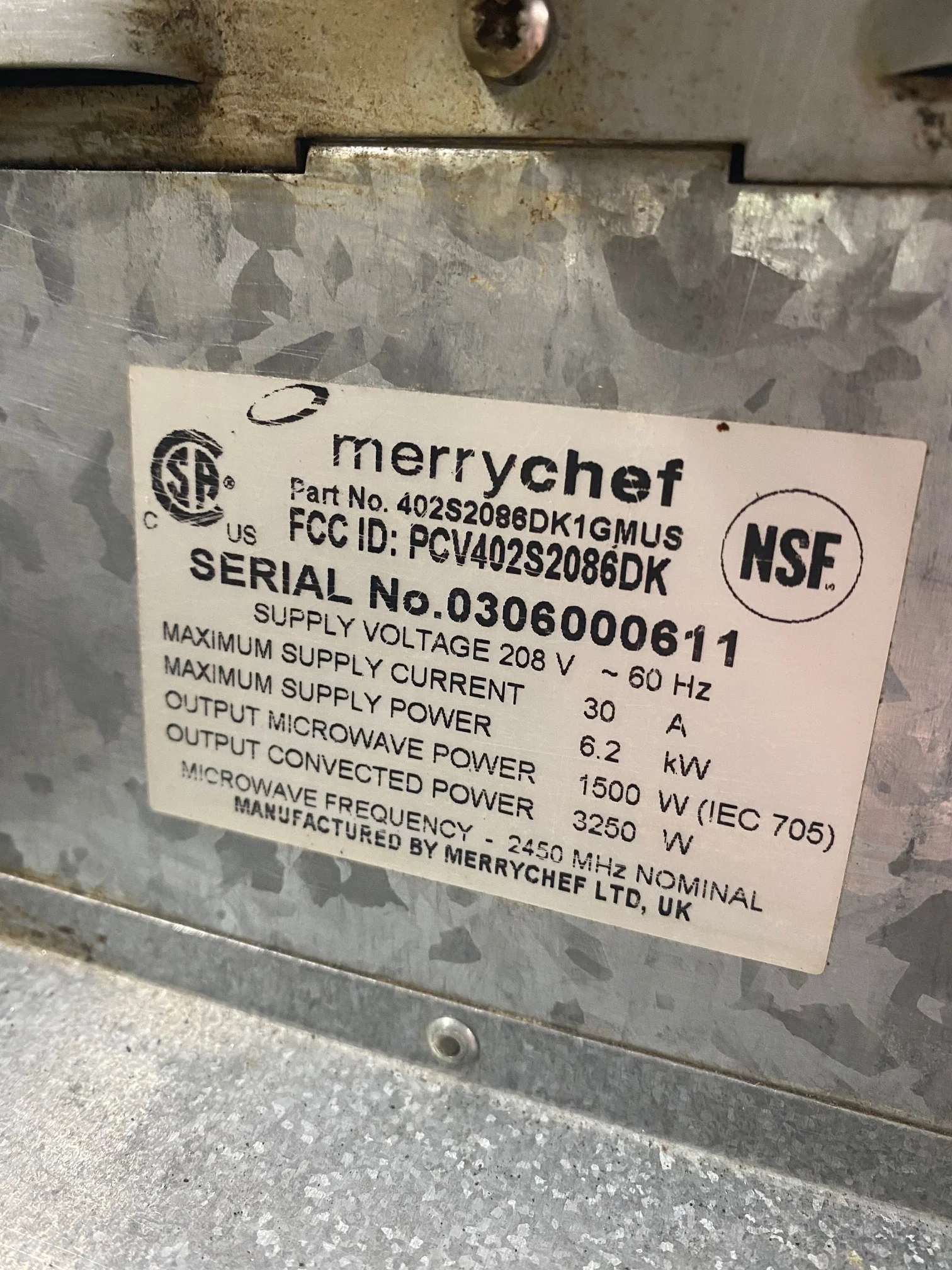 MerryChef Rapid Convection Oven Used FOR01611 - Image 7