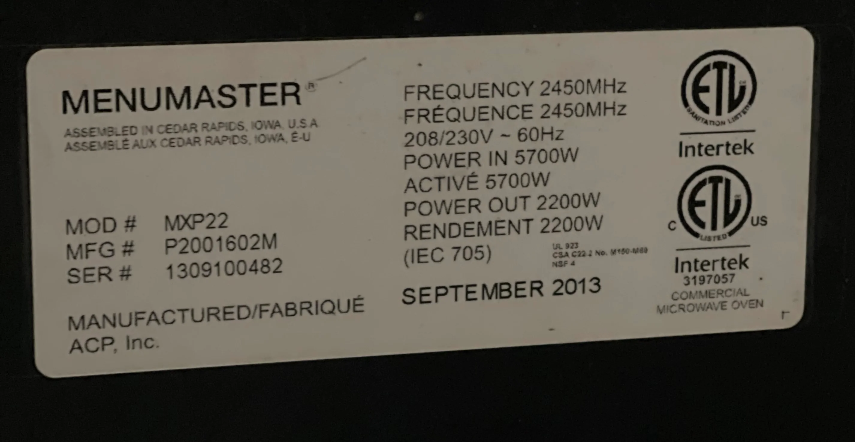 Menumaster Speed - Rapid Cook Oven Used FOR01508 - Image 7