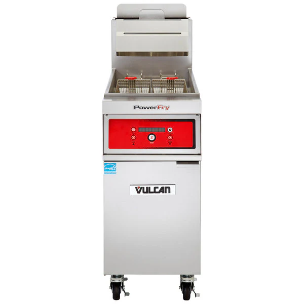 Vulcan Floor Model Gas Fryer 65-70LBS, with Solid State Digital Controls Built-In Filtration System 1TR65DF