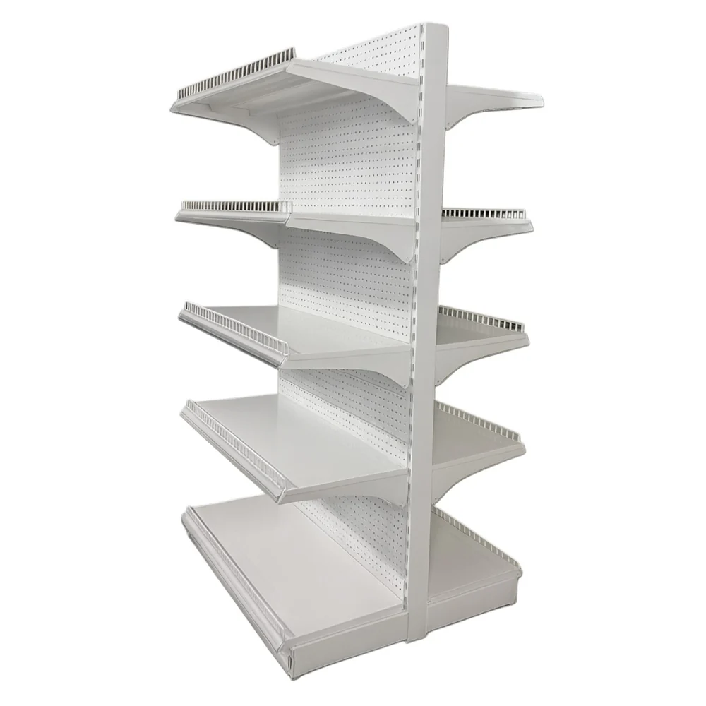 White Double Sided Gondola Supermarket Shelving HD-WA - Image 2