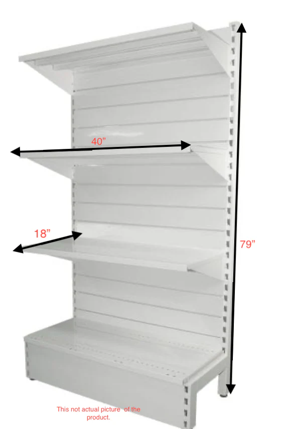 White Single Side 4 Shelve + 1 Base Gondola, Heavy Duty Gondola Shelves Wall Unit HBR-3066W - Image 3