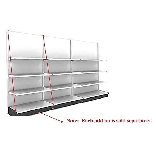 White Single Side 4 Shelve + 1 Base Gondola, Heavy Duty Gondola Shelves Wall Unit HBR-3066W - Image 4