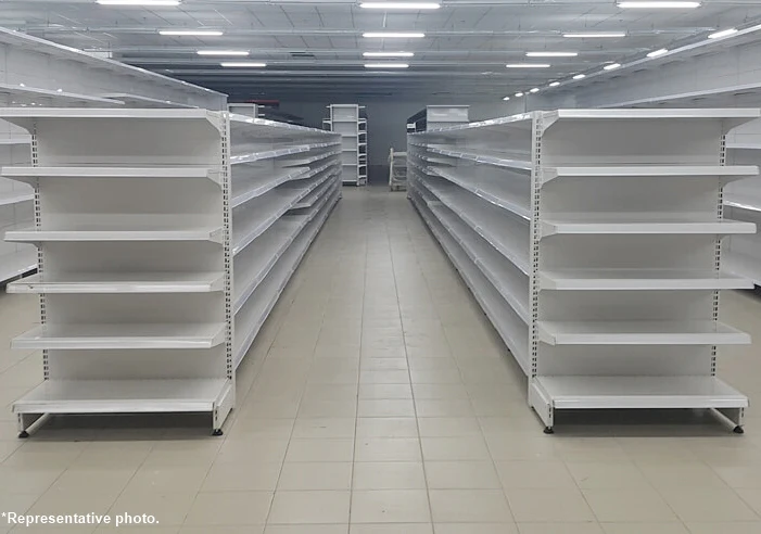 White Single Side 4 Shelve + 1 Base Gondola, Heavy Duty Gondola Shelves Wall Unit HBR-3066W - Image 5