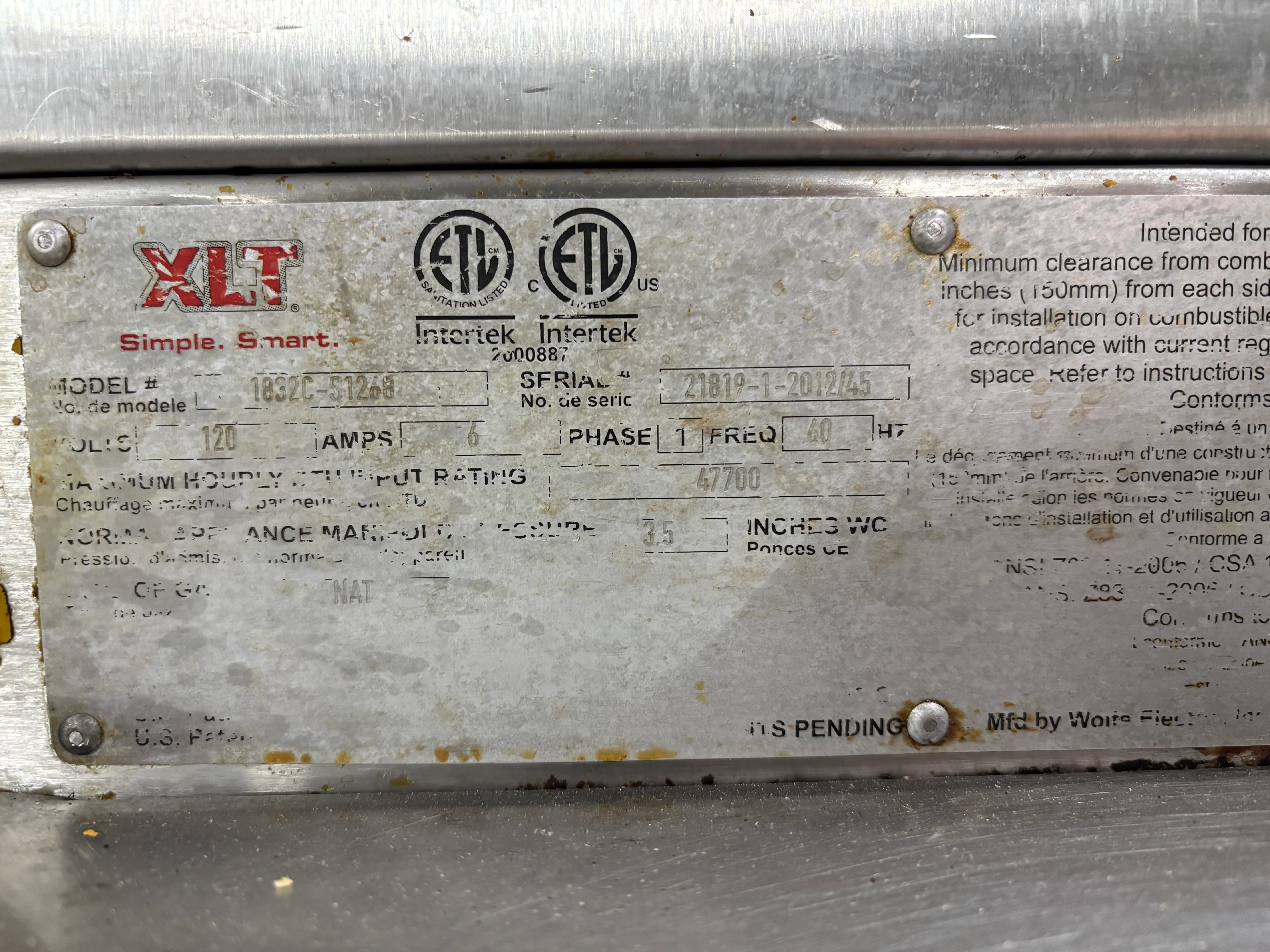 XLT 70'' 1832 Natural Gas Double Deck Pizza Oven Used FOR02345 - Image 6